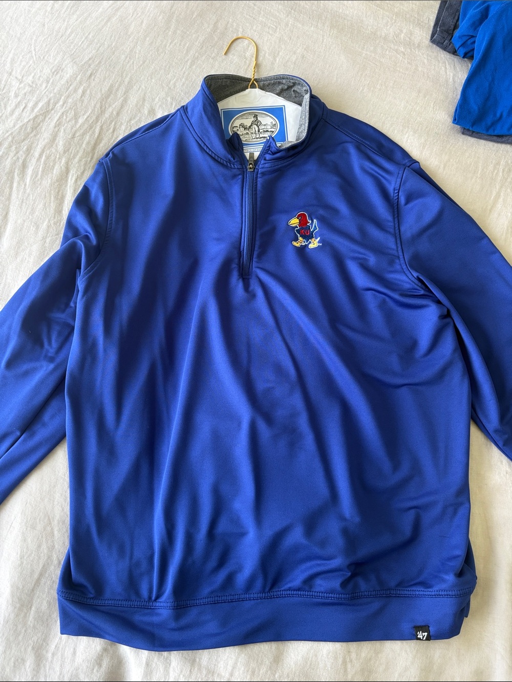 47 Brand Royal Blue Kansas Jayhawks Quarter-Zip Performance Pullover
